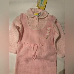 NWT Vintage One to Grow 2pc Pink Knit Set Size 6-9 Months